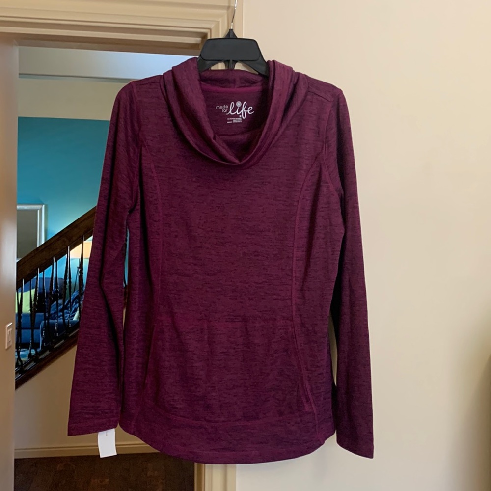 Made For Life - M long sleeve cowl neck stretch magenta/plum top